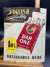 Load image into Gallery viewer, Bar One Cigarettes Cardboard Advertisement
