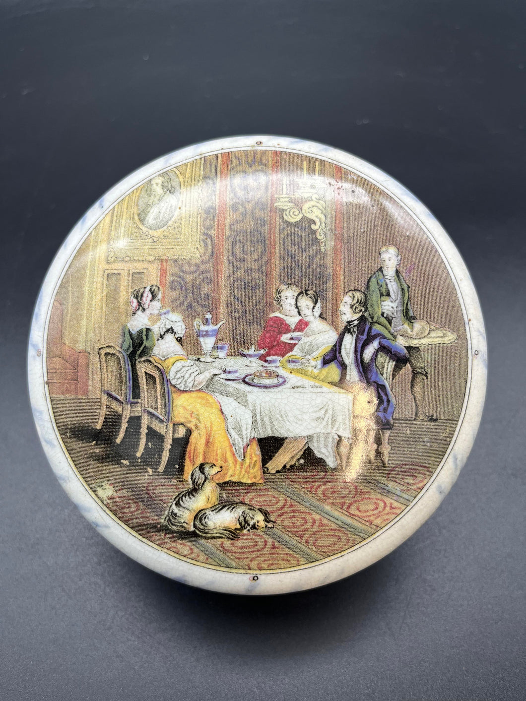 Prattware Printed Marble Pot Lid & Base - The Dinner Party