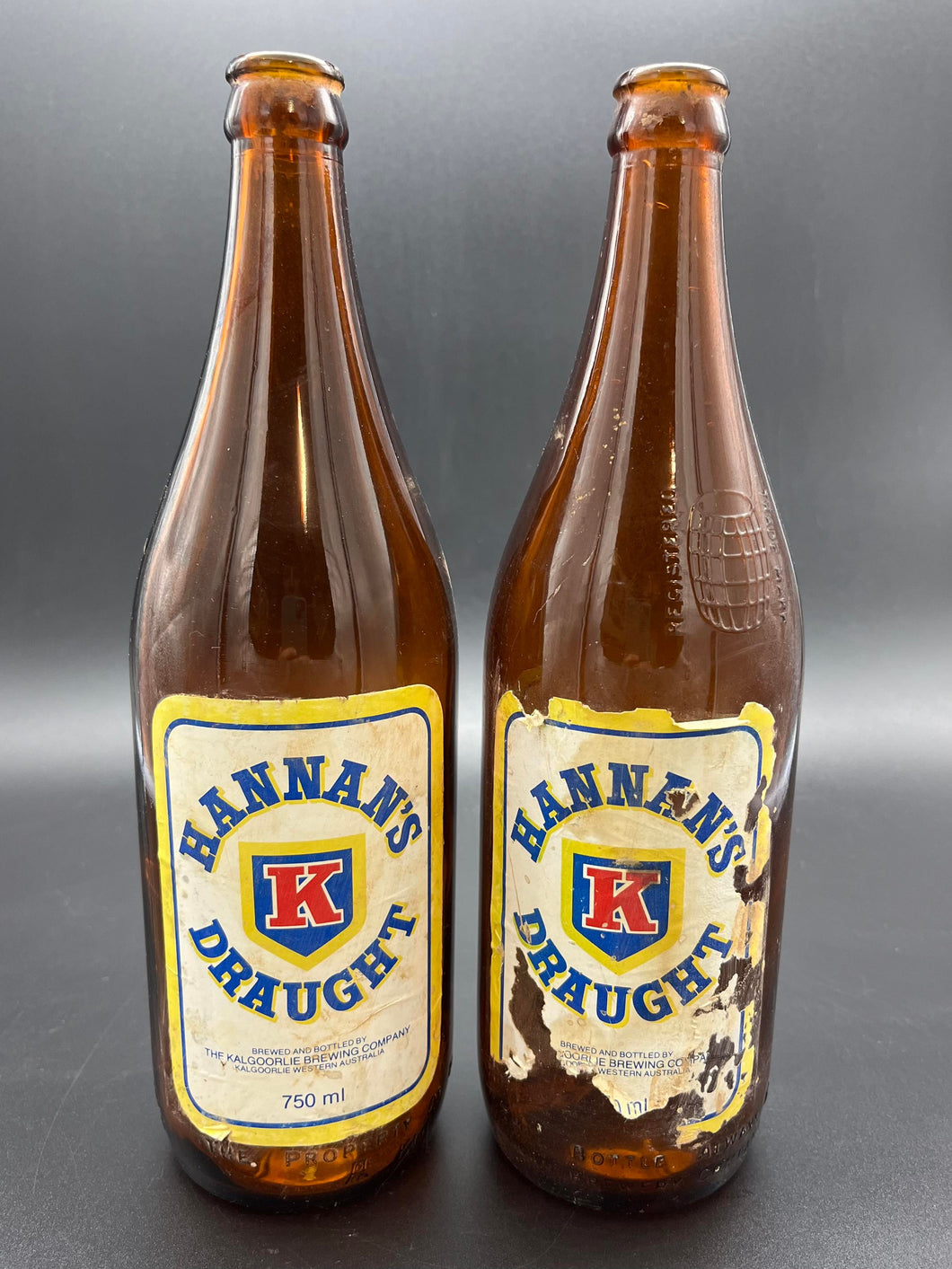 Hannan's Draught Crown Seal Beer Bottles - Lot of 2