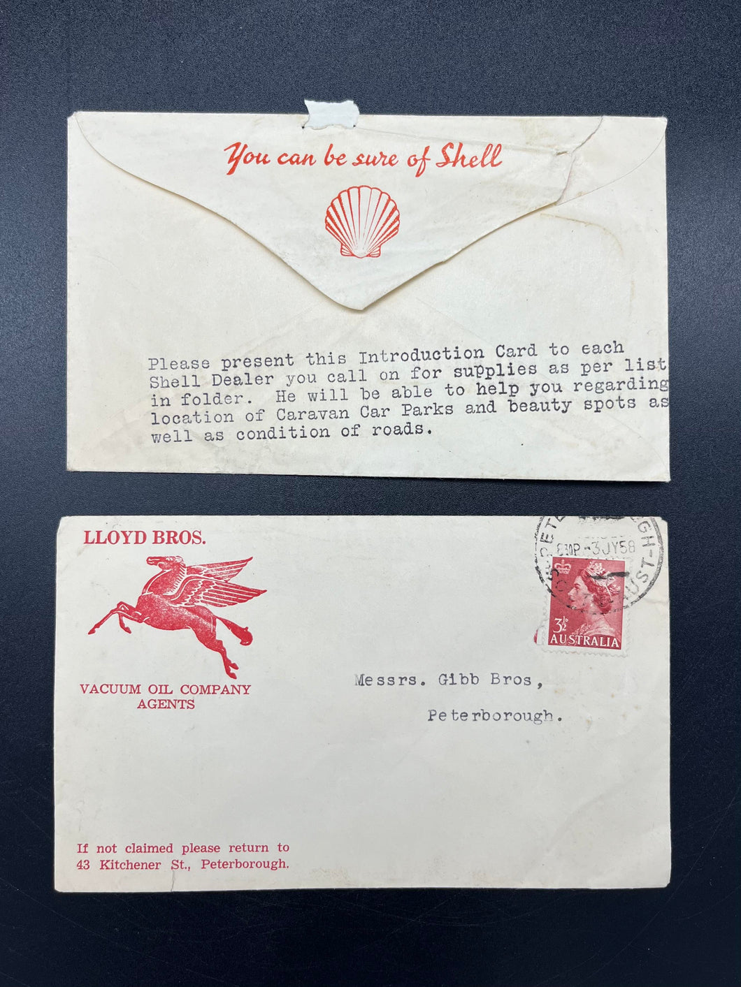 Vintage Shell and Vacuum Oil Company Envelopes