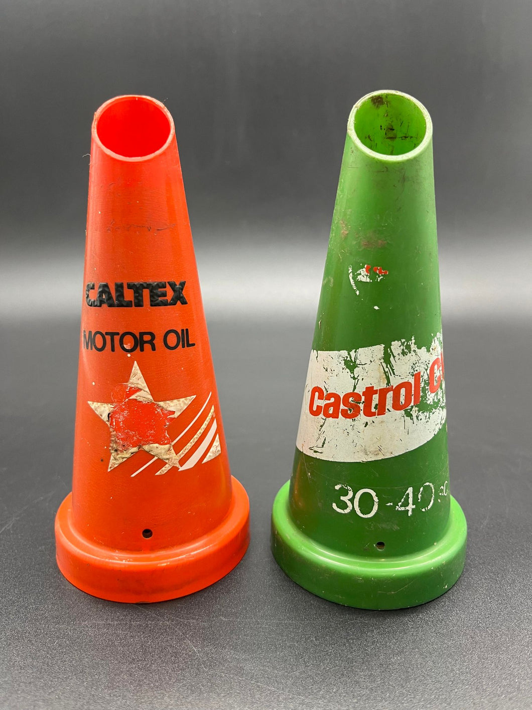 Caltex & Castrol Plastic Oil Bottle Tops - Lot of 2
