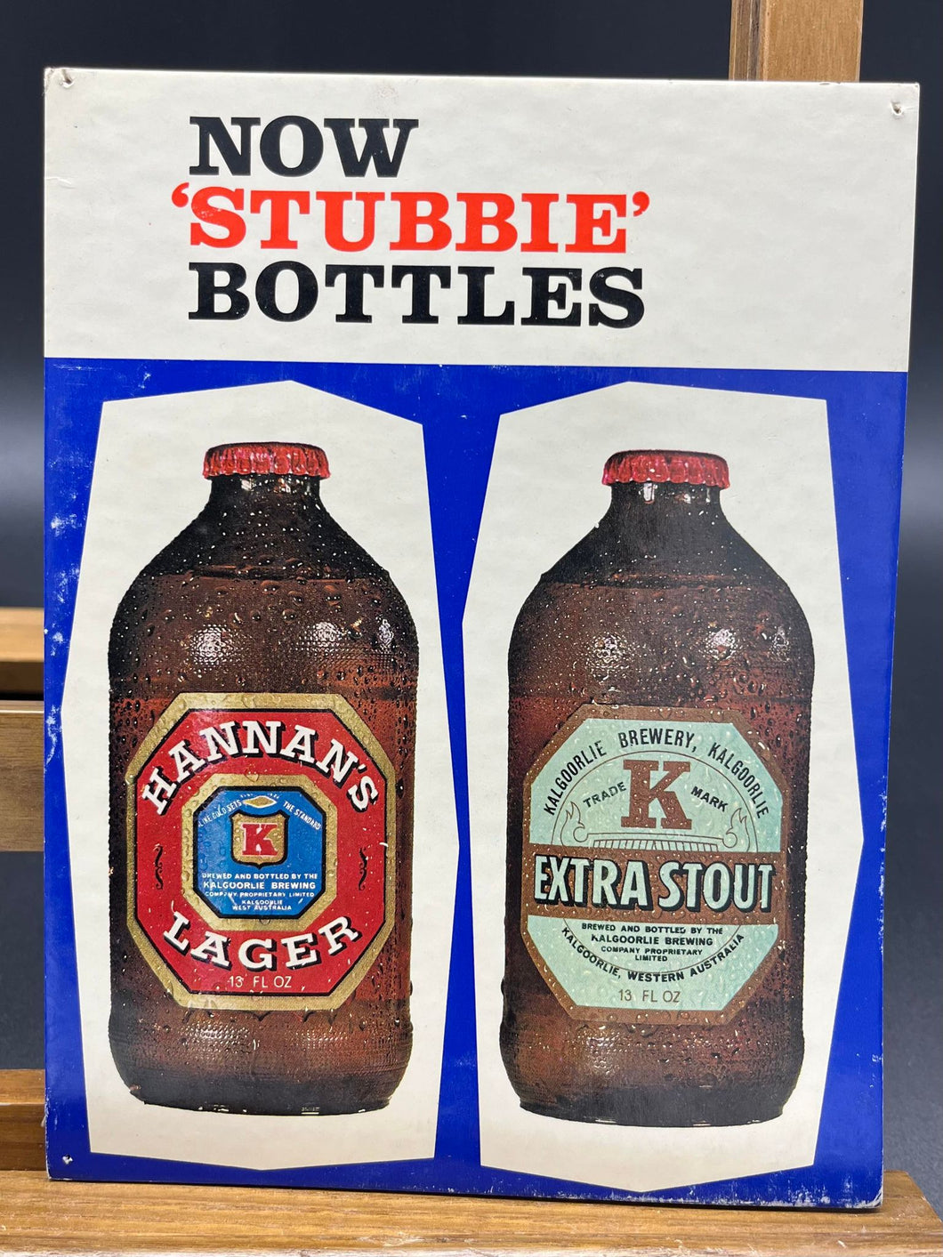 15) Original Hannan's Brewery Stubbie Bottle Cardboard Advertisement