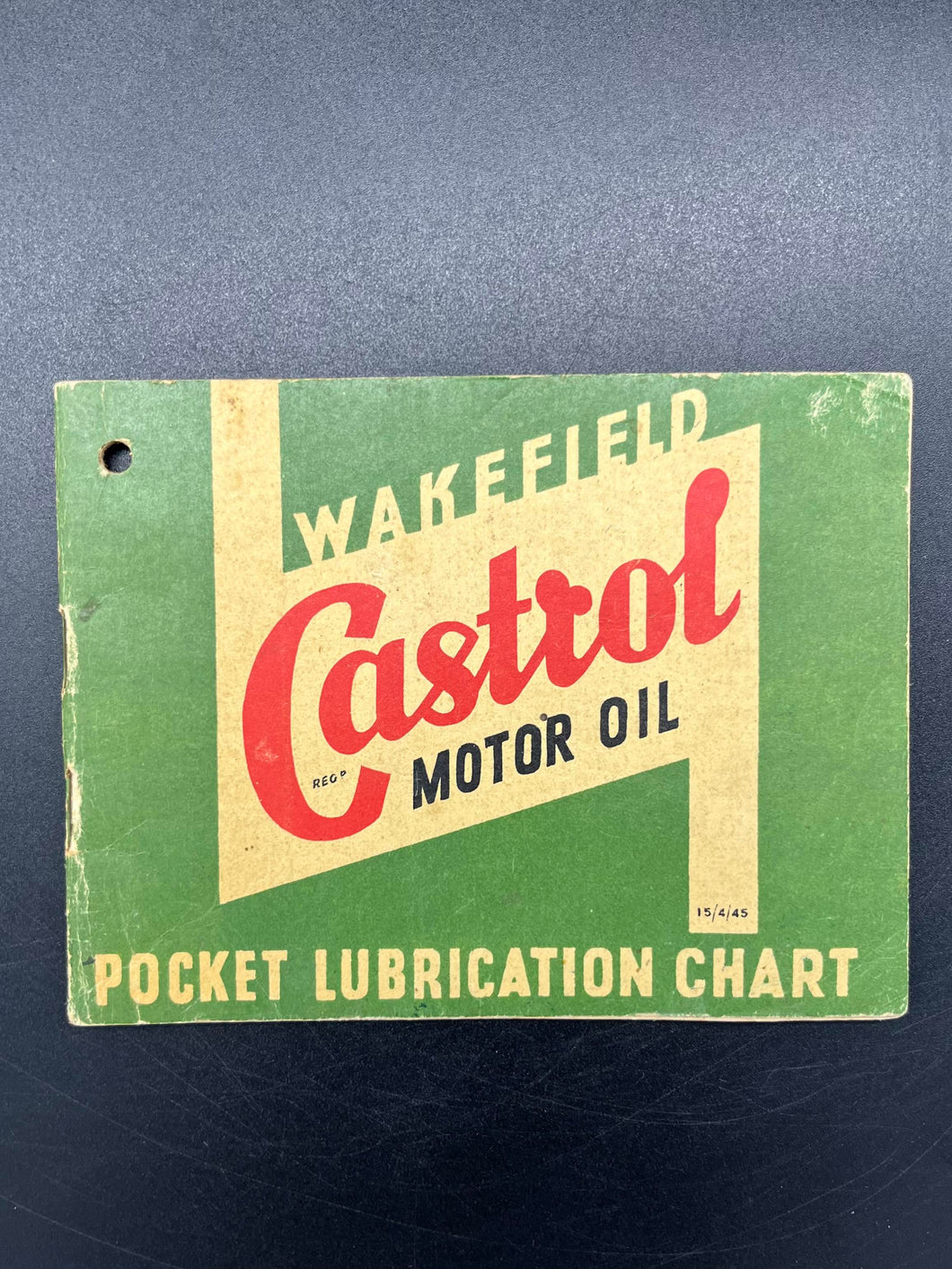 Vintage Wakefield Castrol Motor Oil Pocket Lubrication Chart