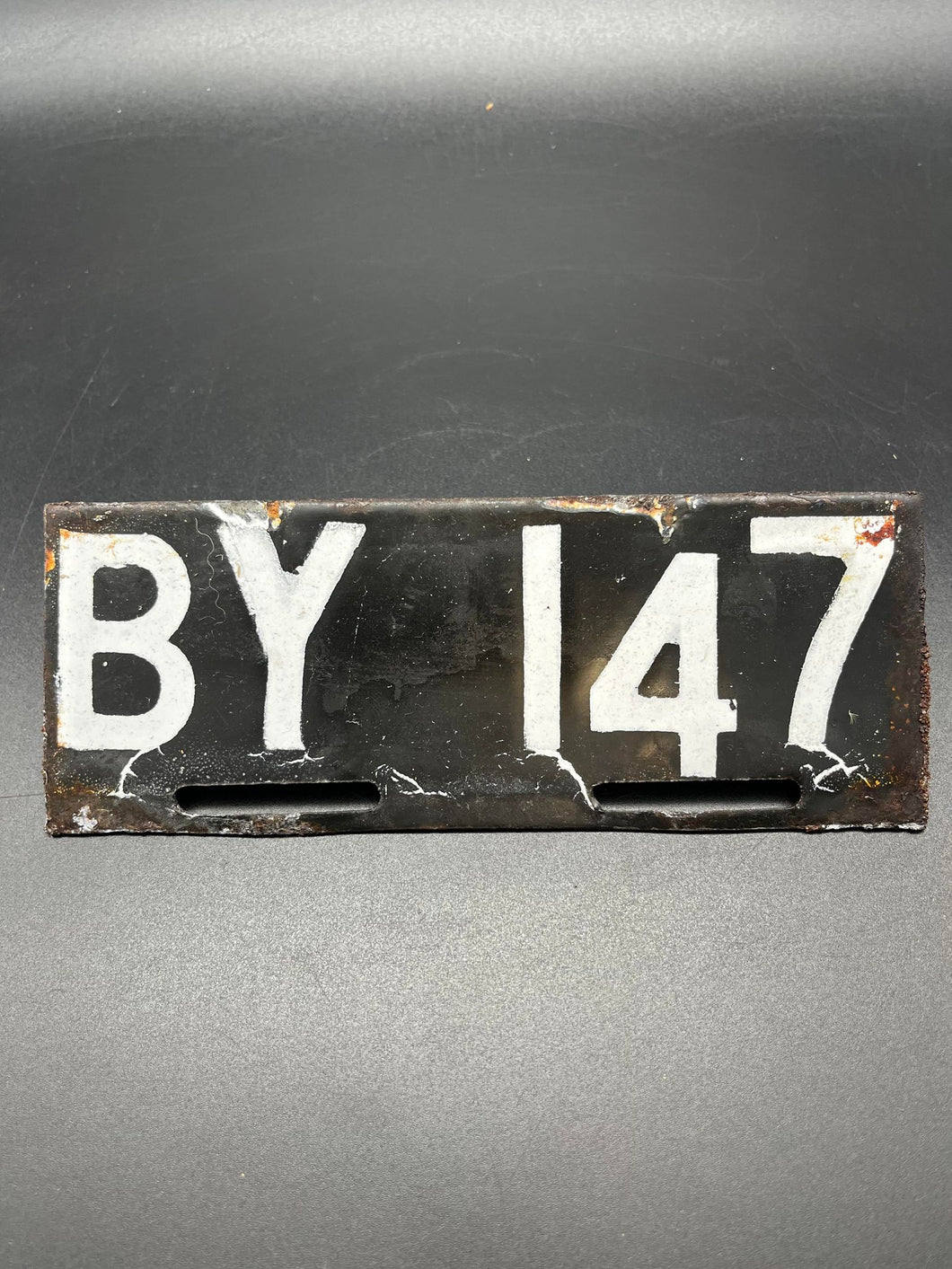 Enamel Bunbury Motorbike Double Sided Number Plate - 147