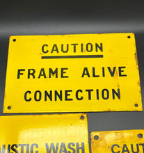 Load image into Gallery viewer, Caution/Caustic Wash Enamel Sign - Lot of 3
