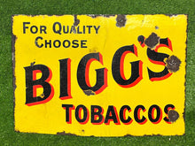 Load image into Gallery viewer, Bigg&#39;s Tobaccos Double Sided Enamel Sign
