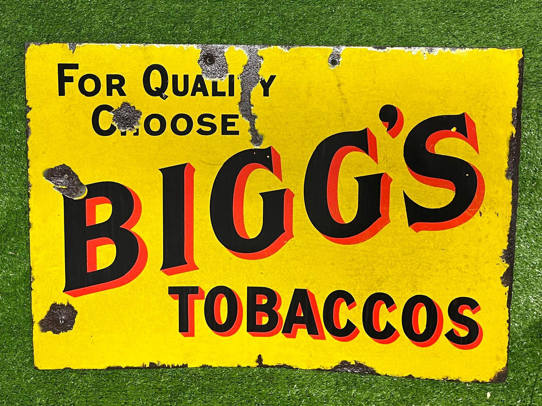 Bigg's Tobaccos Double Sided Enamel Sign