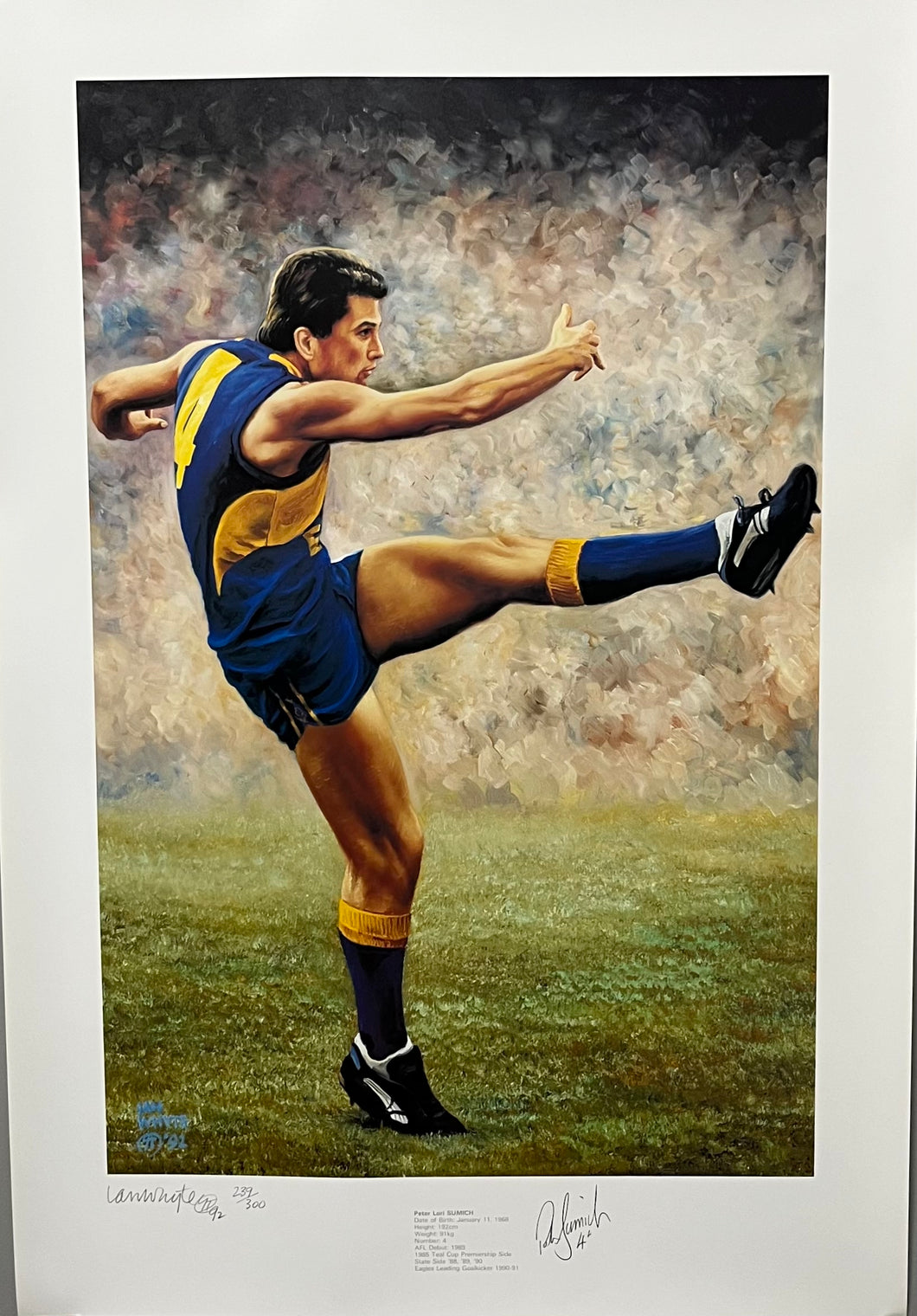 Ian Whyte 1992 West Coast Eagles Peter Sumich Limited Edition Lithograph 239/300 - Personally Signed
