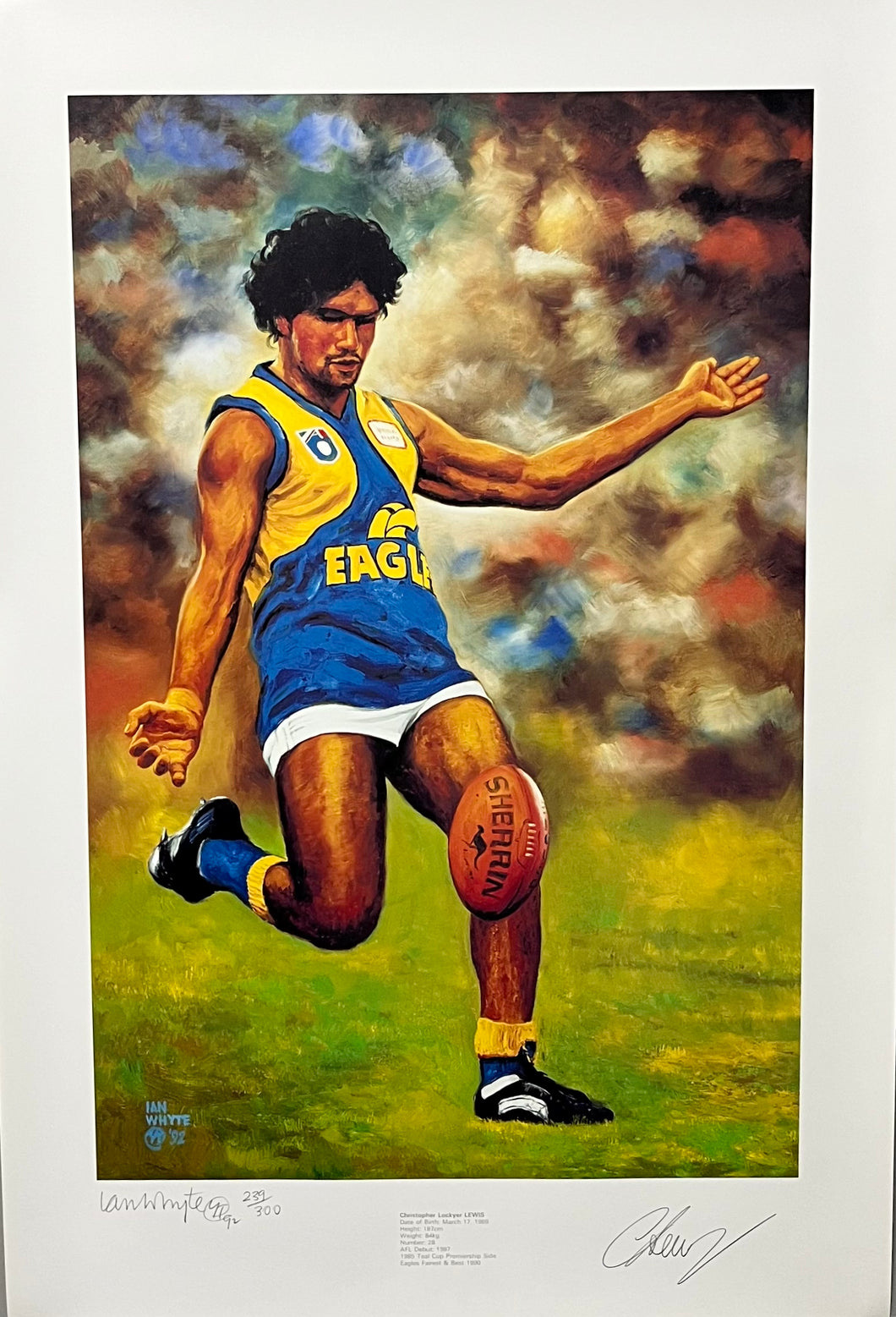 Ian Whyte 1992 West Coast Eagles Chris Lewis Limited Edition Lithograph 239/300 - Personally Signed