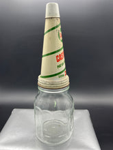 Load image into Gallery viewer, Castrol Z 20 Metal Oil Pourer and Cap on Castrol Z Embossed Pint Bottle
