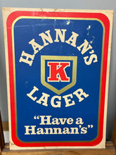 Load image into Gallery viewer, Hannan’s Lager Cardboard Advertisement
