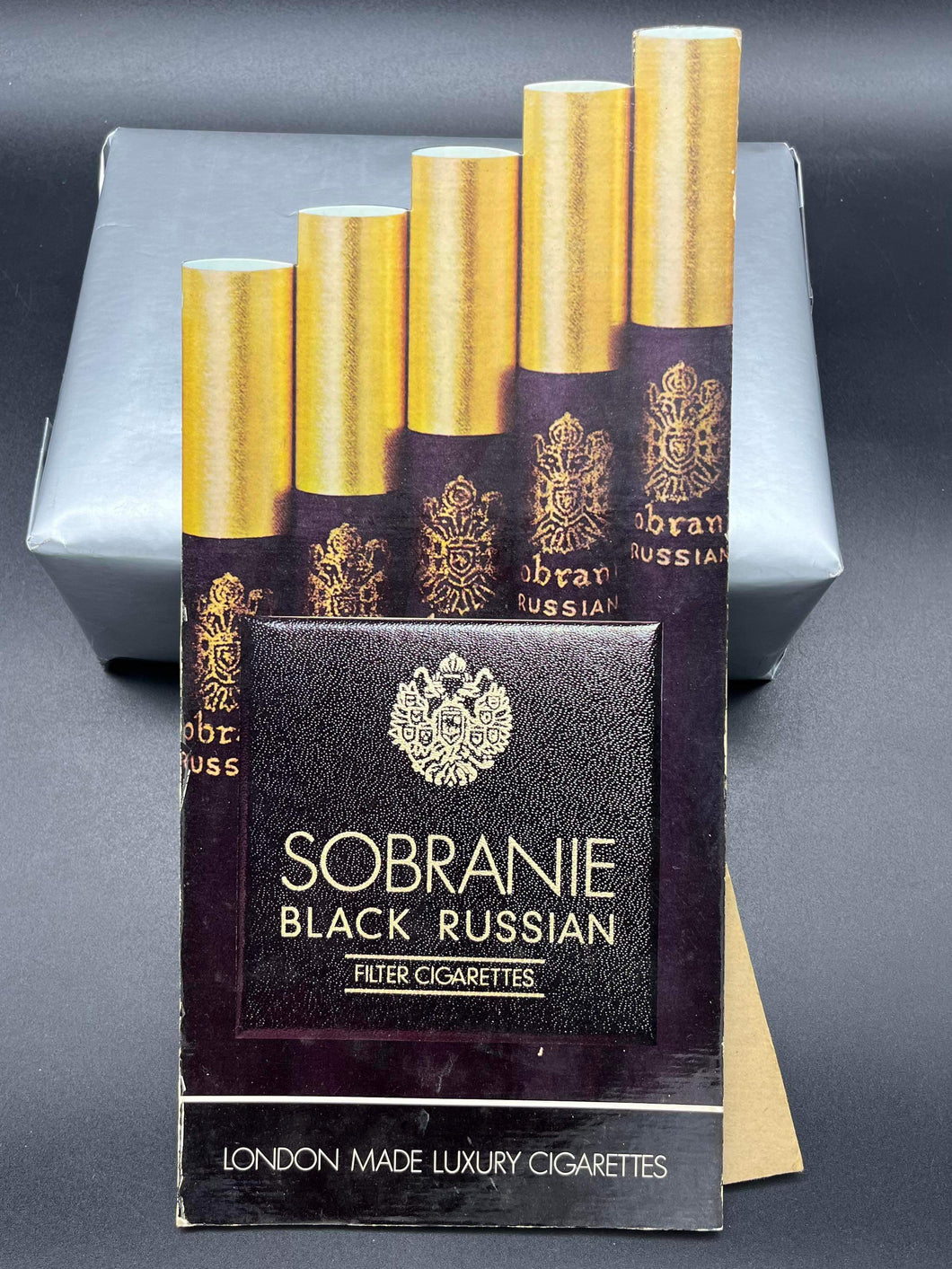 Sobranie Black Russian Cigarette Cardboard Advertisement