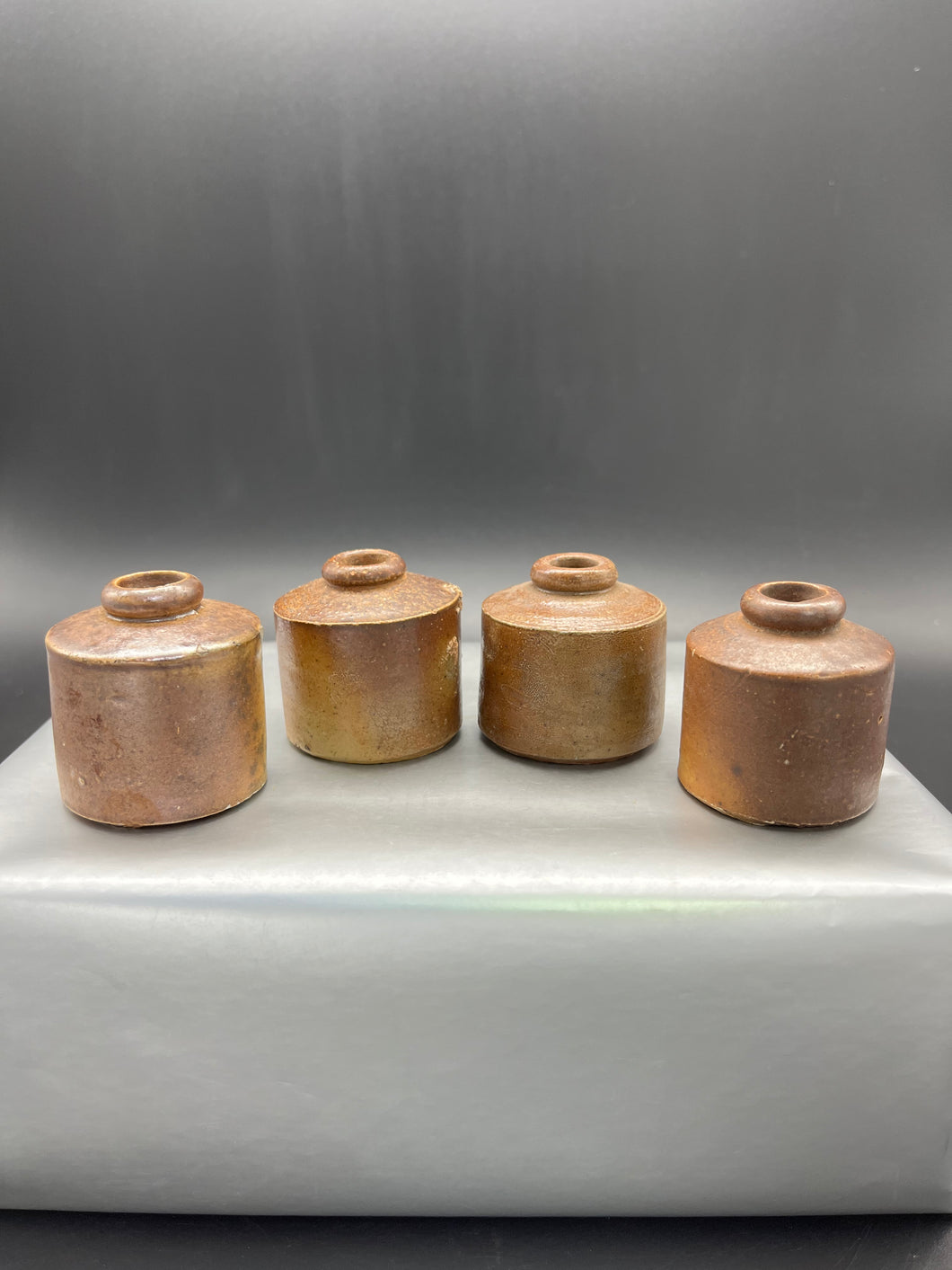 Pottery Clay Inkwell Pots - Lot of 4