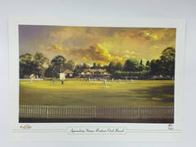 Load image into Gallery viewer, &quot;Approaching Stumps, Bradman Oval, Bowral&quot; Cricket Lithograph
