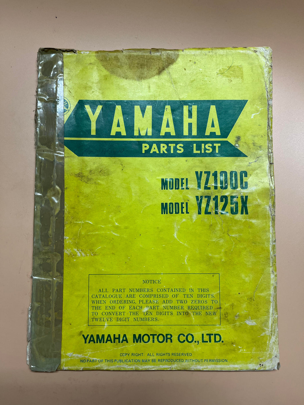 Yamaha Parts List - Models YZ100C & YZ125X