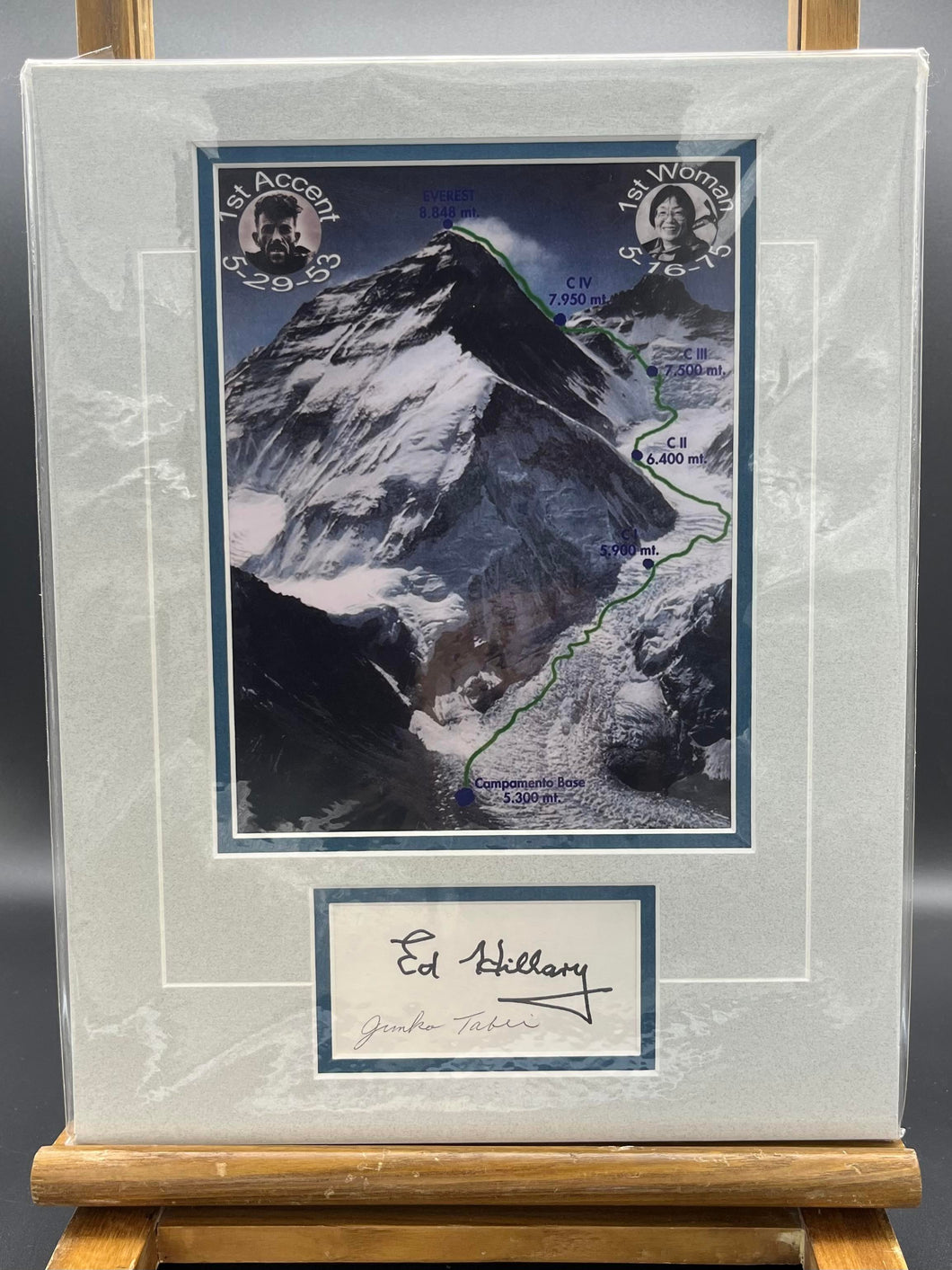 Mt Everest Exploration Personally Signed Card - Edmund Hillary & Junko Tabei