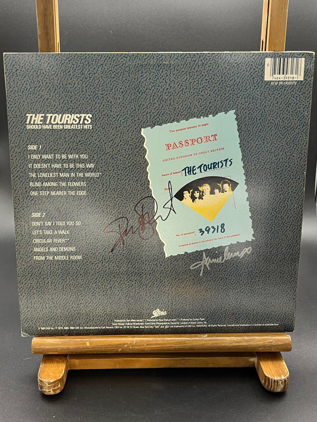 The Tourists Vinyl Personally Signed by Annie Lennox and Dave Stewart